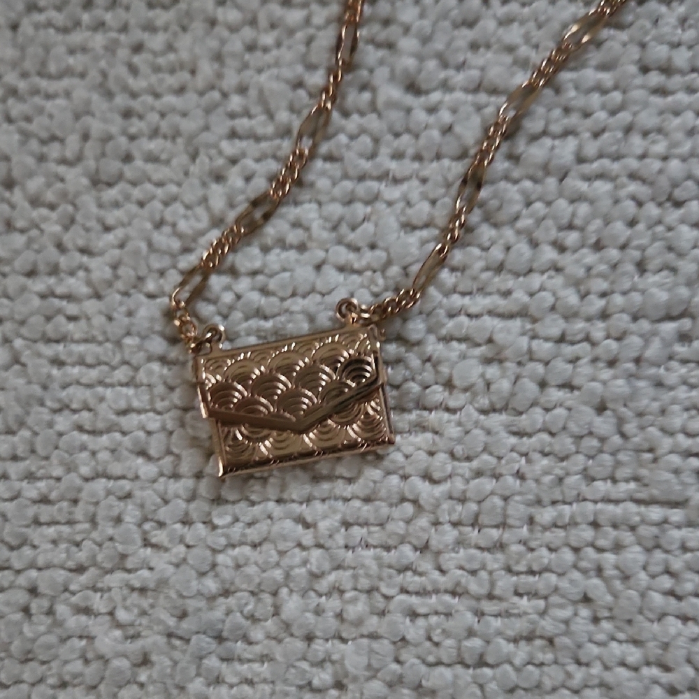 Gold Envelope Purse Necklace